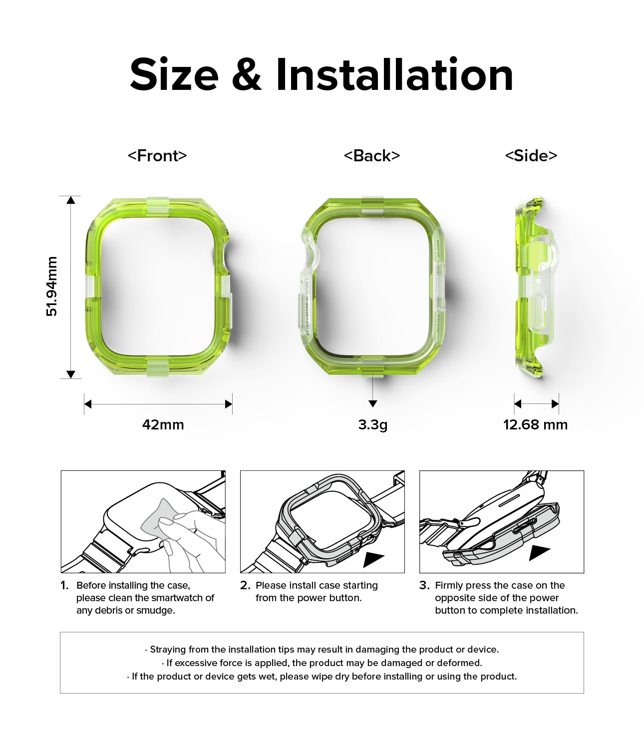 Cover Fusion Bumper Apple Watch 45mm Series 7 Neon Green