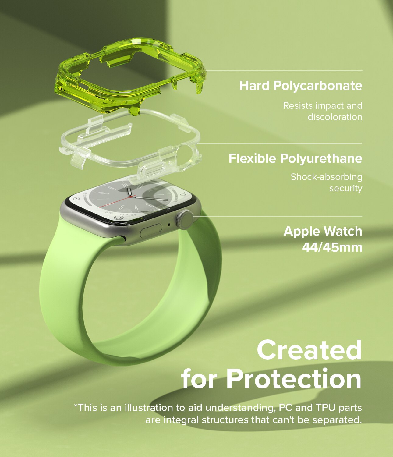 Cover Fusion Bumper Apple Watch 45mm Series 7 Neon Green