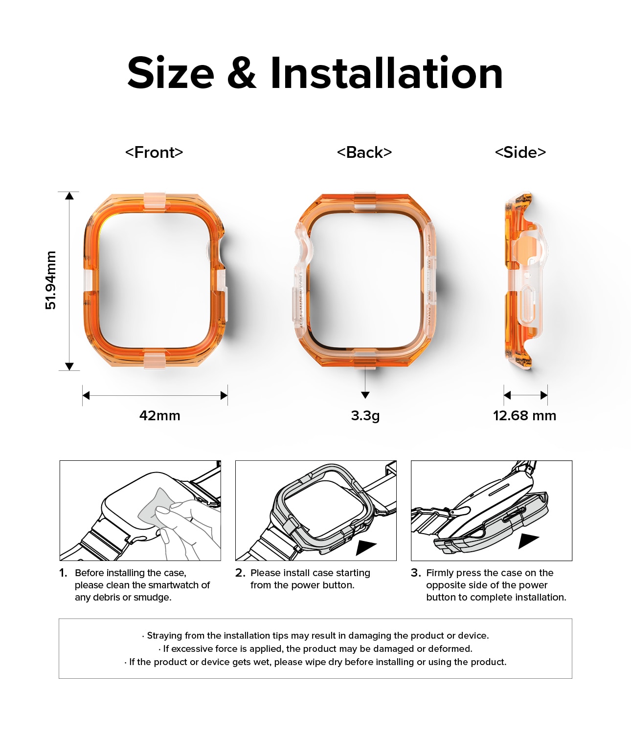 Cover Fusion Bumper Apple Watch SE 44mm Neon Orange