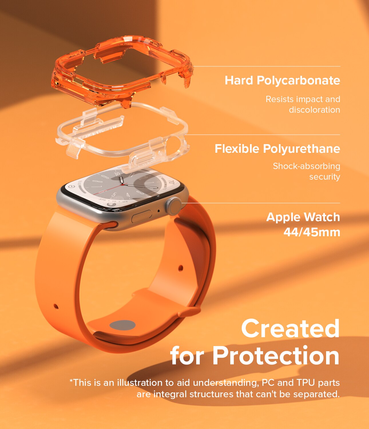 Cover Fusion Bumper Apple Watch SE 44mm Neon Orange