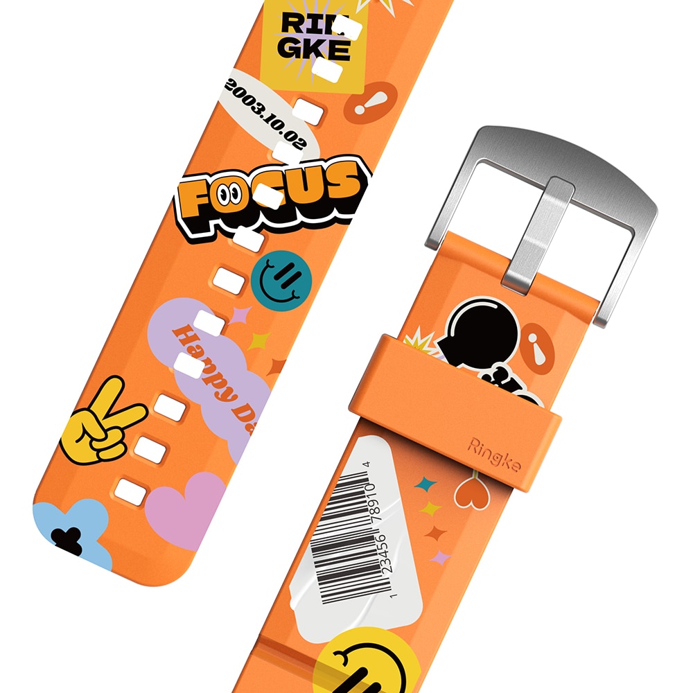 Rubber One Bold Band 20mm Lug Width Orange Sticker