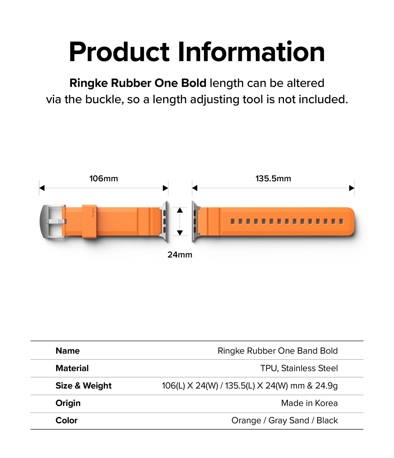 Rubber One Bold Band Apple Watch SE 44mm Orange