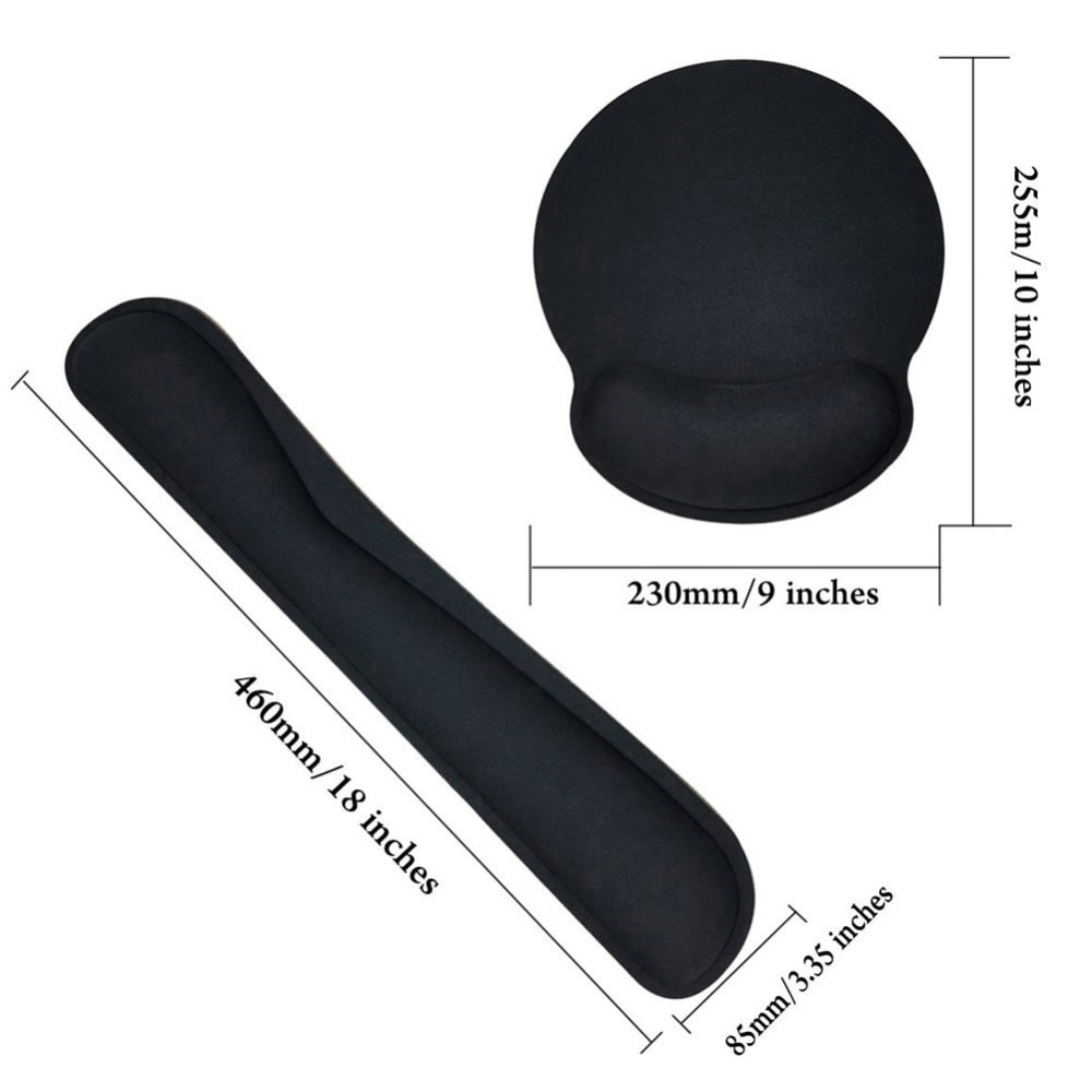 Supporto da polso per tastiera e mousepad, nero