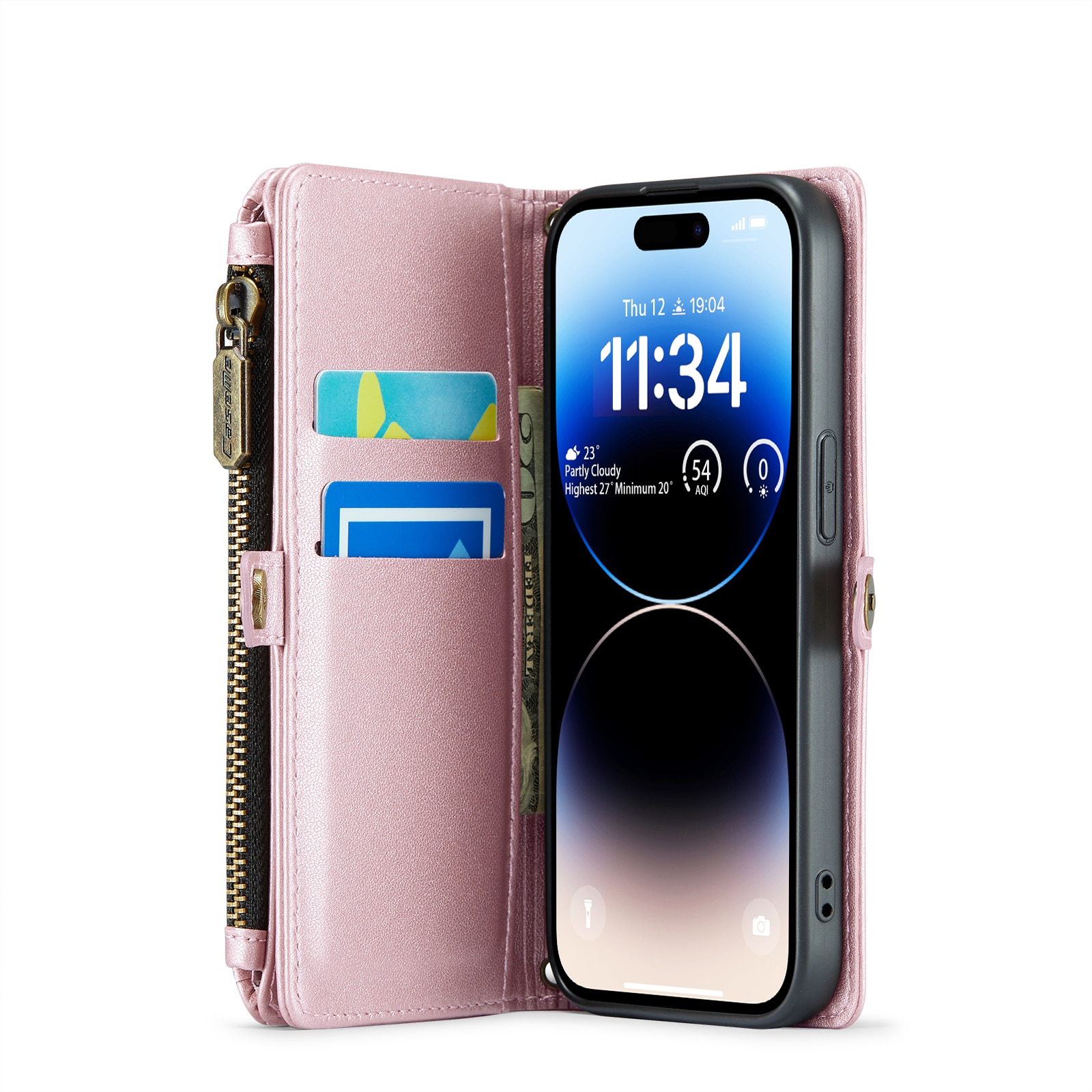 Custodia portafoglio iPhone 14 Pro rosa