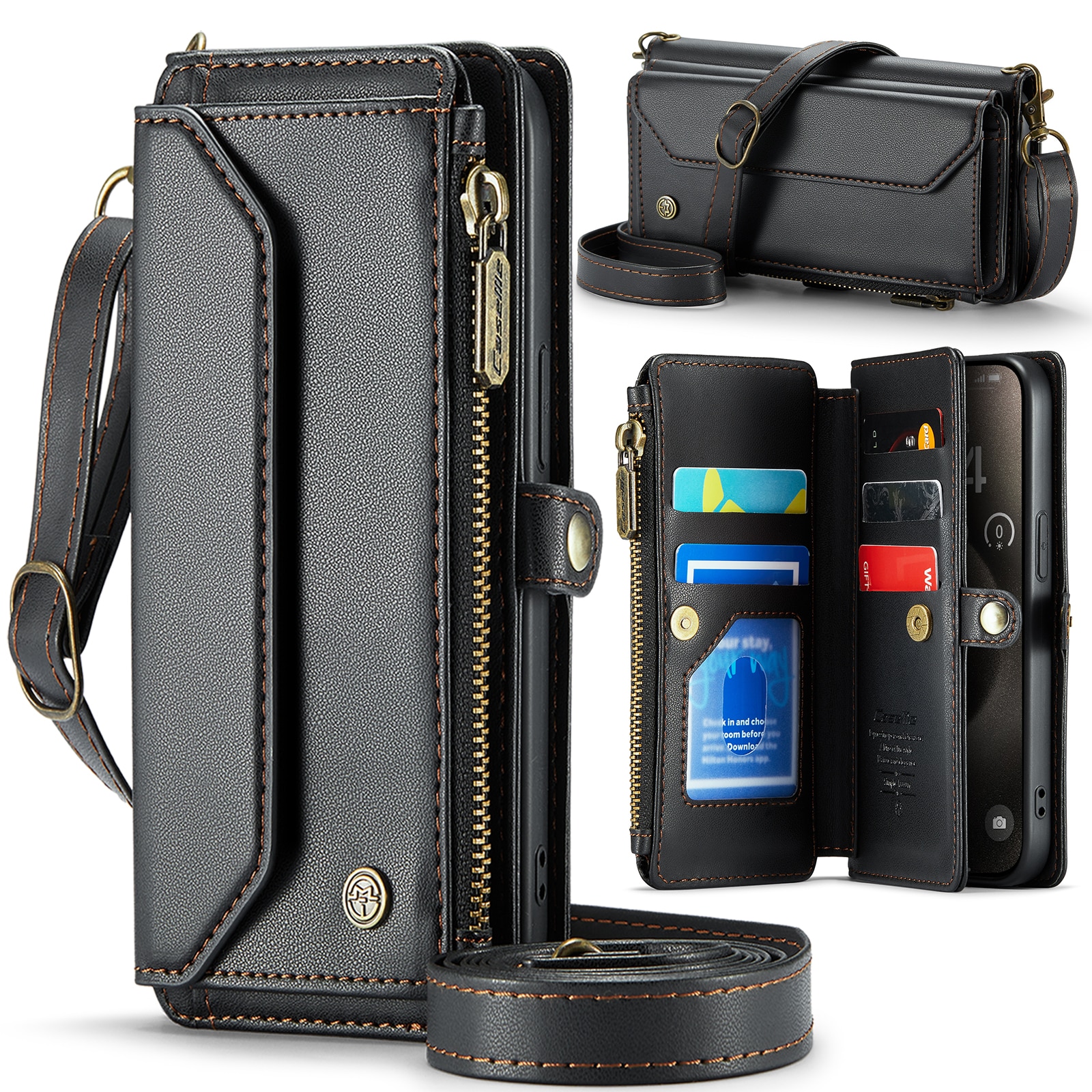 Custodia portafoglio iPhone 15 Pro nero