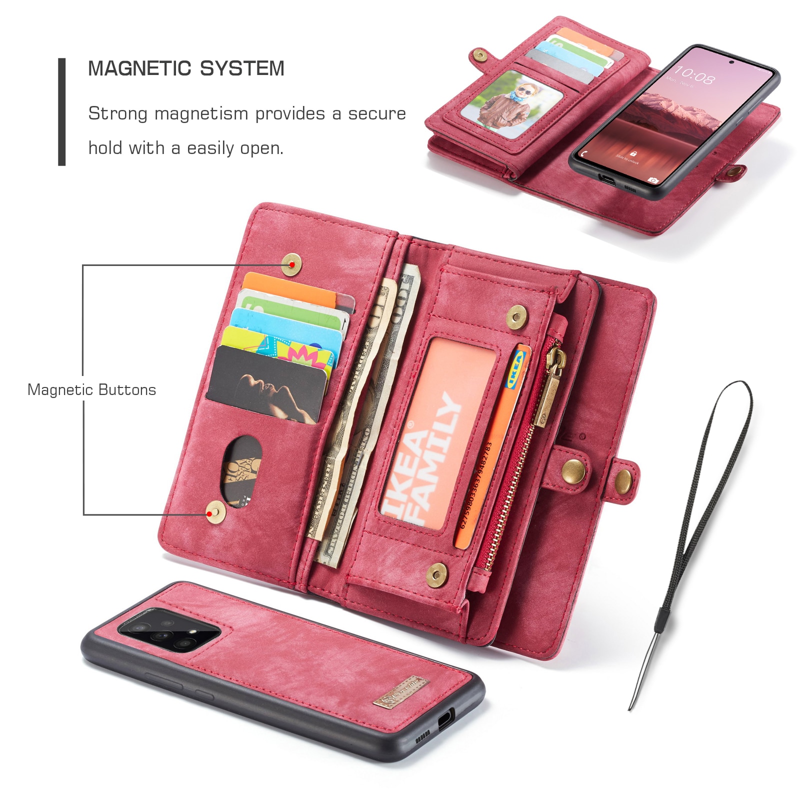 Cover portafoglio Multi-Slot Samsung Galaxy A33 Rosso