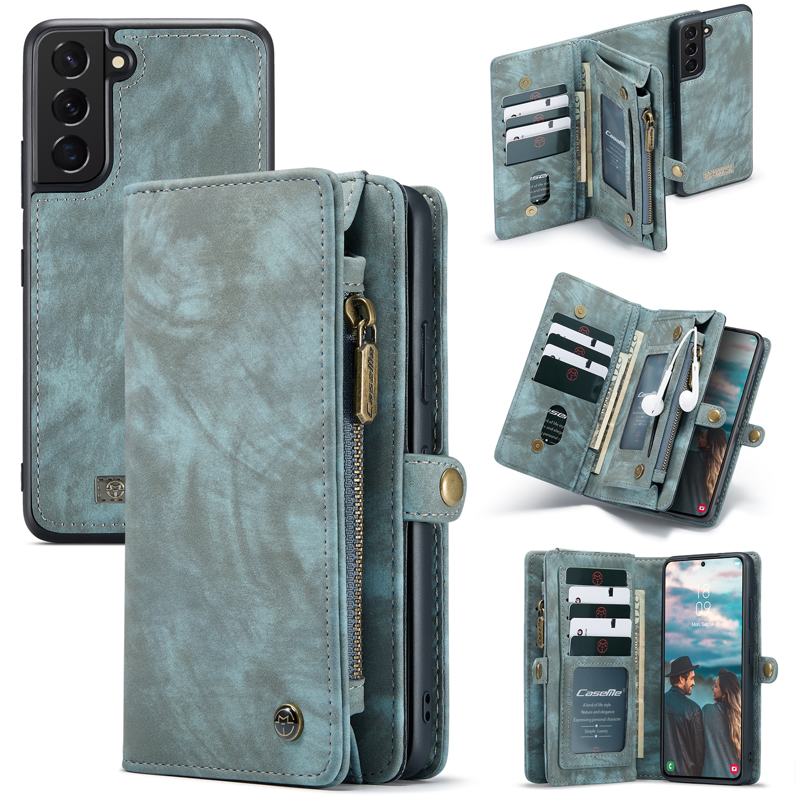 Cover portafoglio Multi-Slot Samsung Galaxy S22 Plus Blu