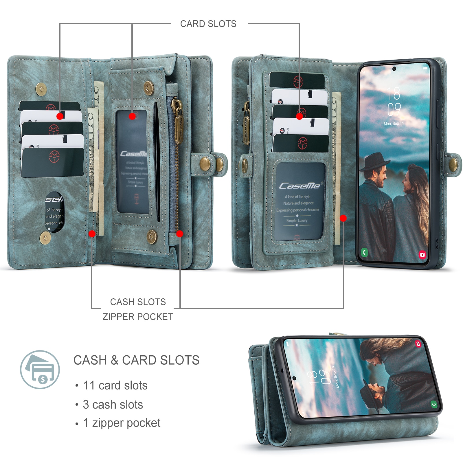 Cover portafoglio Multi-Slot Samsung Galaxy S22 Plus Blu