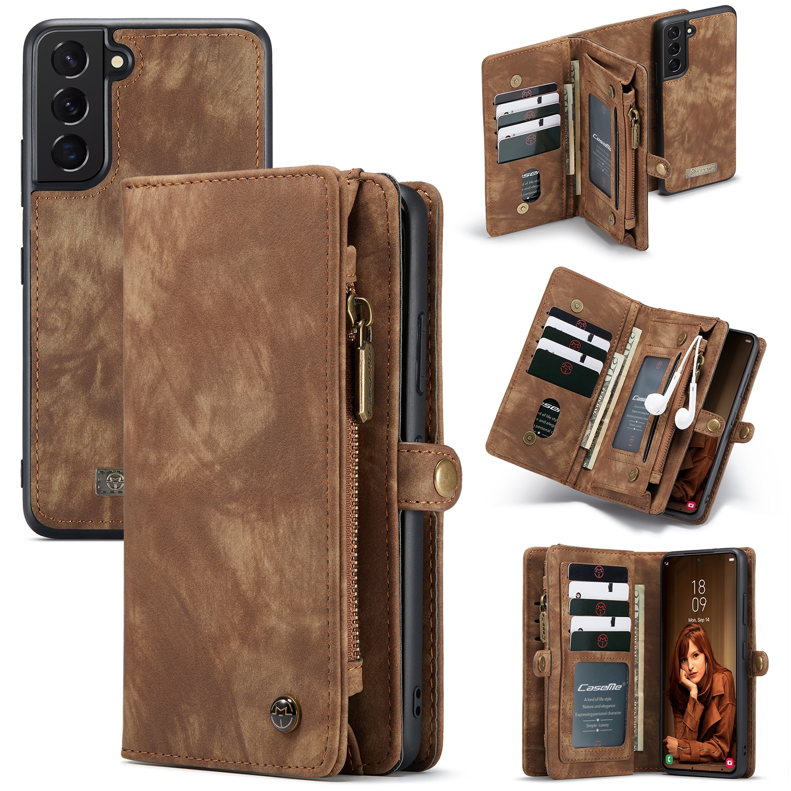 Cover portafoglio Multi-Slot Samsung Galaxy S22 Plus Marrone