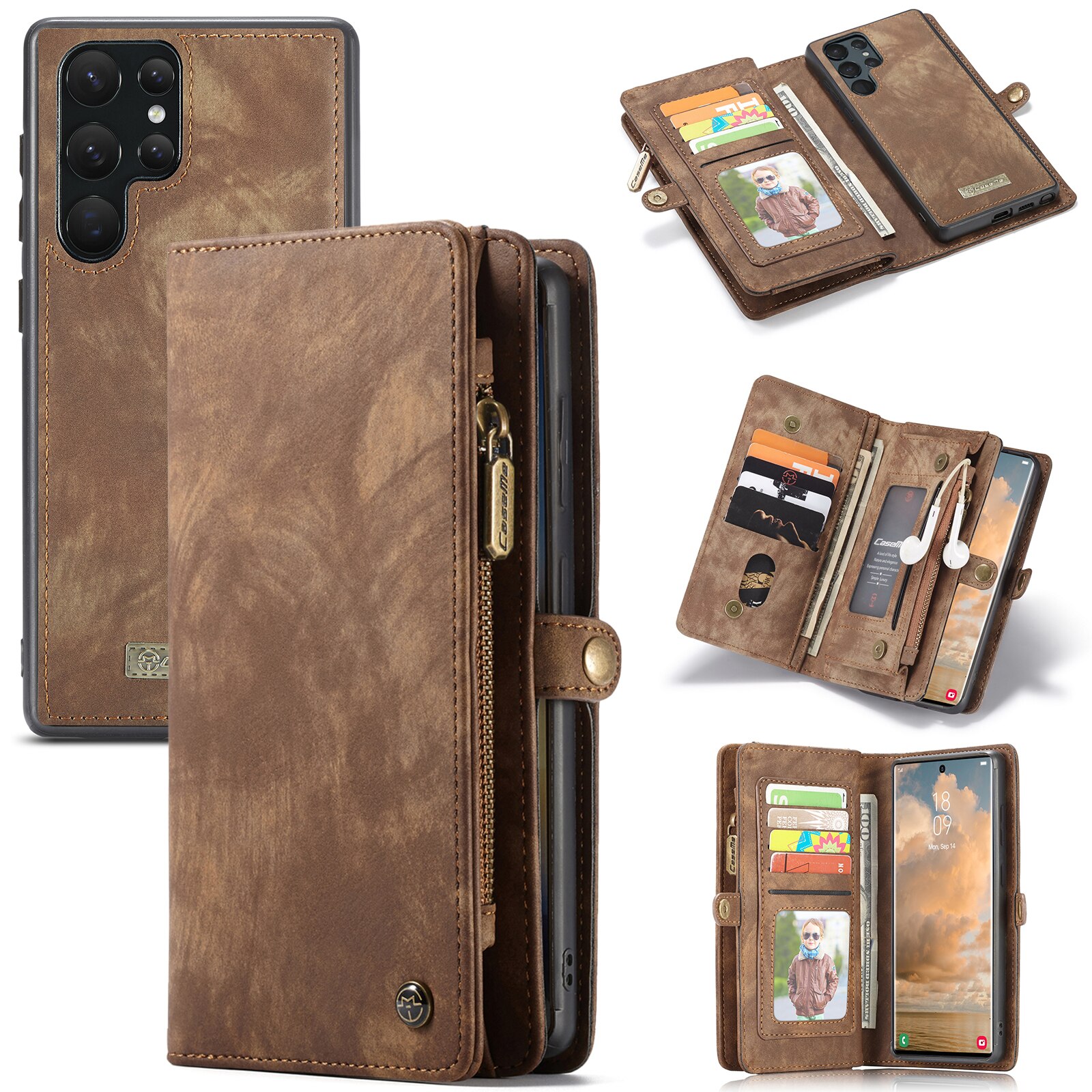 Cover portafoglio Multi-Slot Samsung Galaxy S22 Ultra Marrone