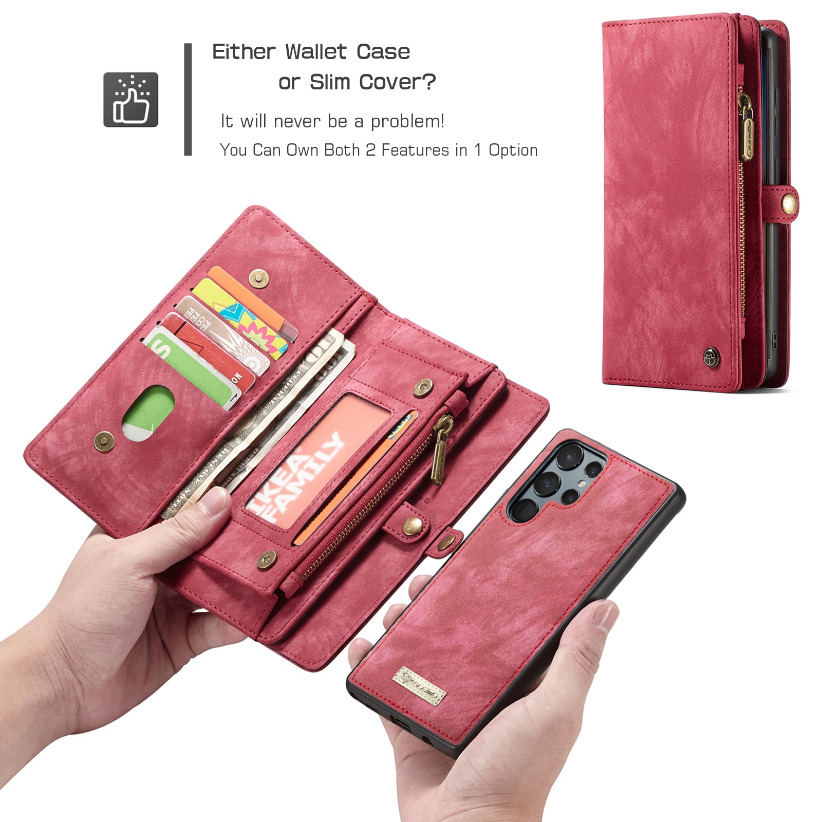 Cover portafoglio Multi-Slot Samsung Galaxy S22 Ultra Rosso