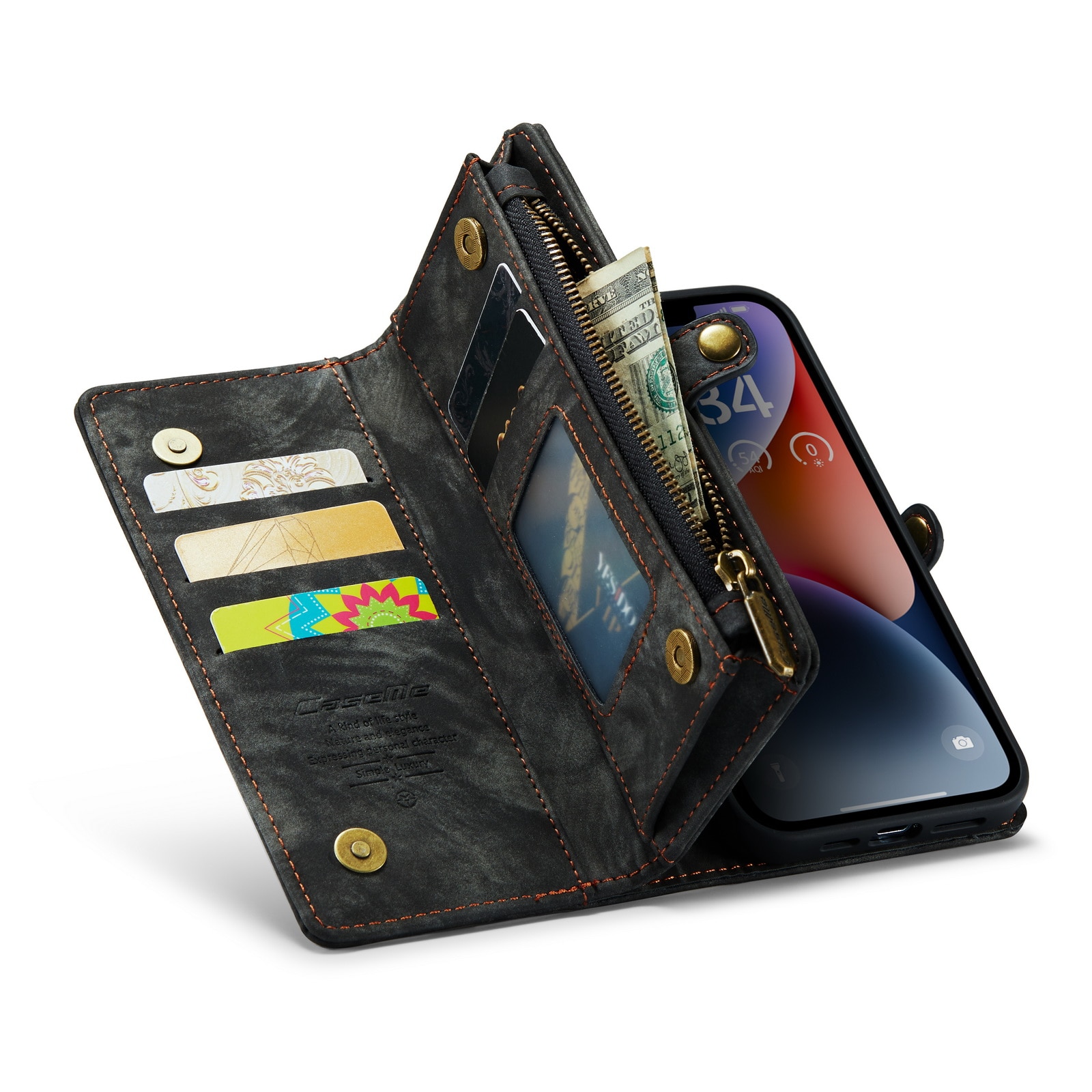 Cover portafoglio Multi-Slot iPhone 14 Plus Grigio