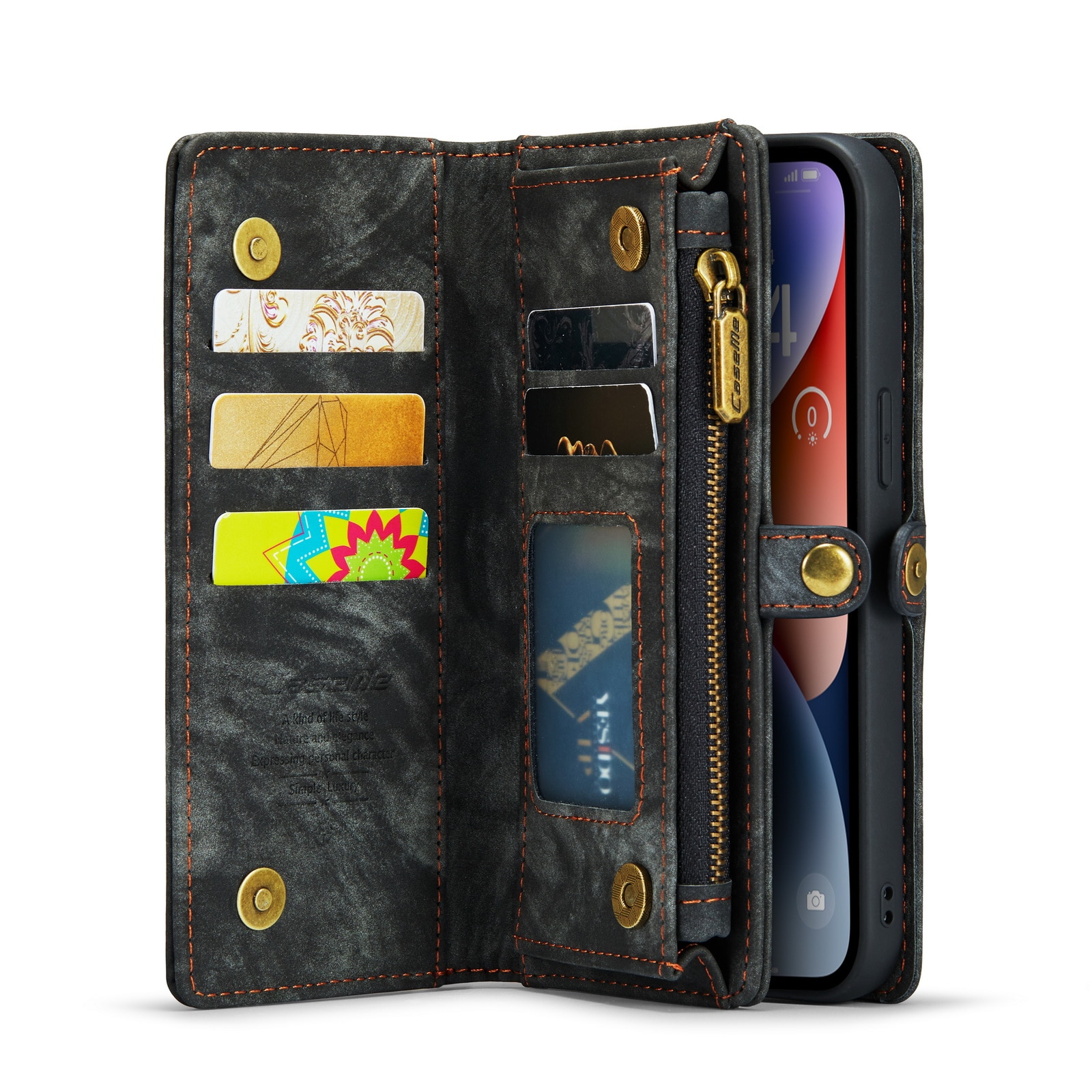 Cover portafoglio Multi-Slot iPhone 14 Plus Grigio