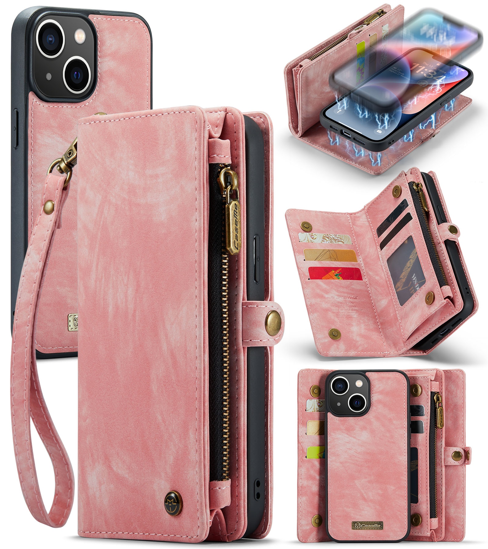 Cover portafoglio Multi-Slot iPhone 14 Rosa