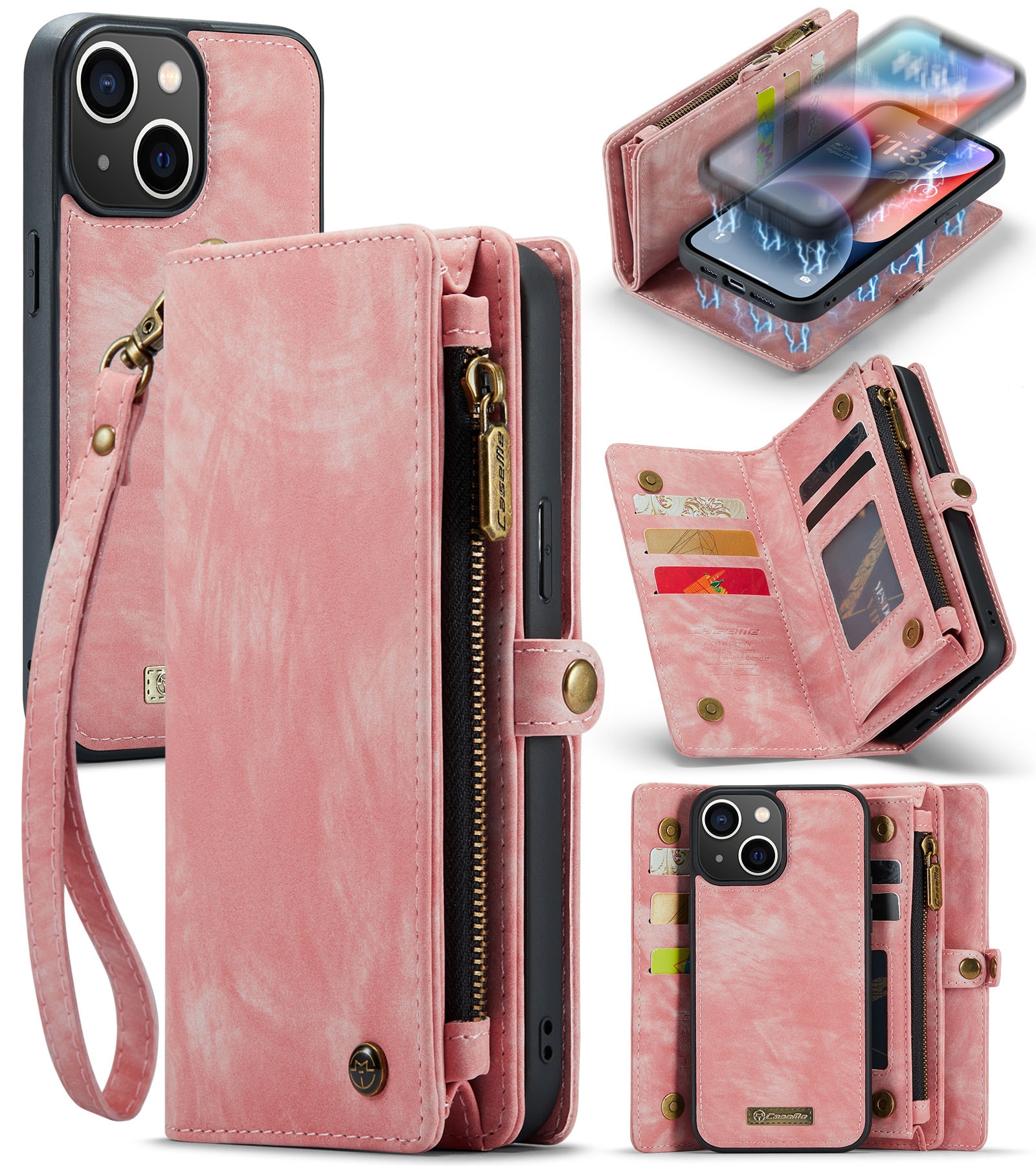 Cover portafoglio Multi-Slot iPhone 14 Plus Rosa