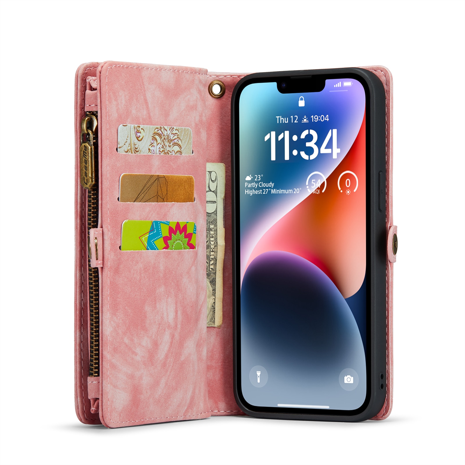 Cover portafoglio Multi-Slot iPhone 14 Plus Rosa