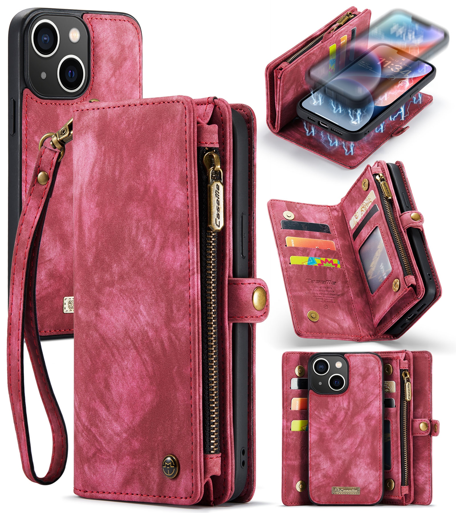 Cover portafoglio Multi-Slot iPhone 14 Rosso