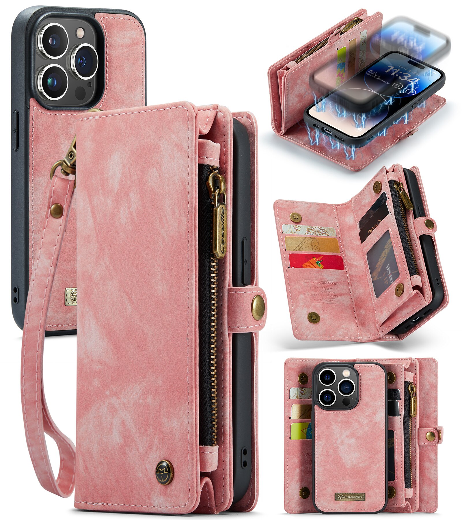 Cover portafoglio Multi-Slot iPhone 14 Pro Rosa