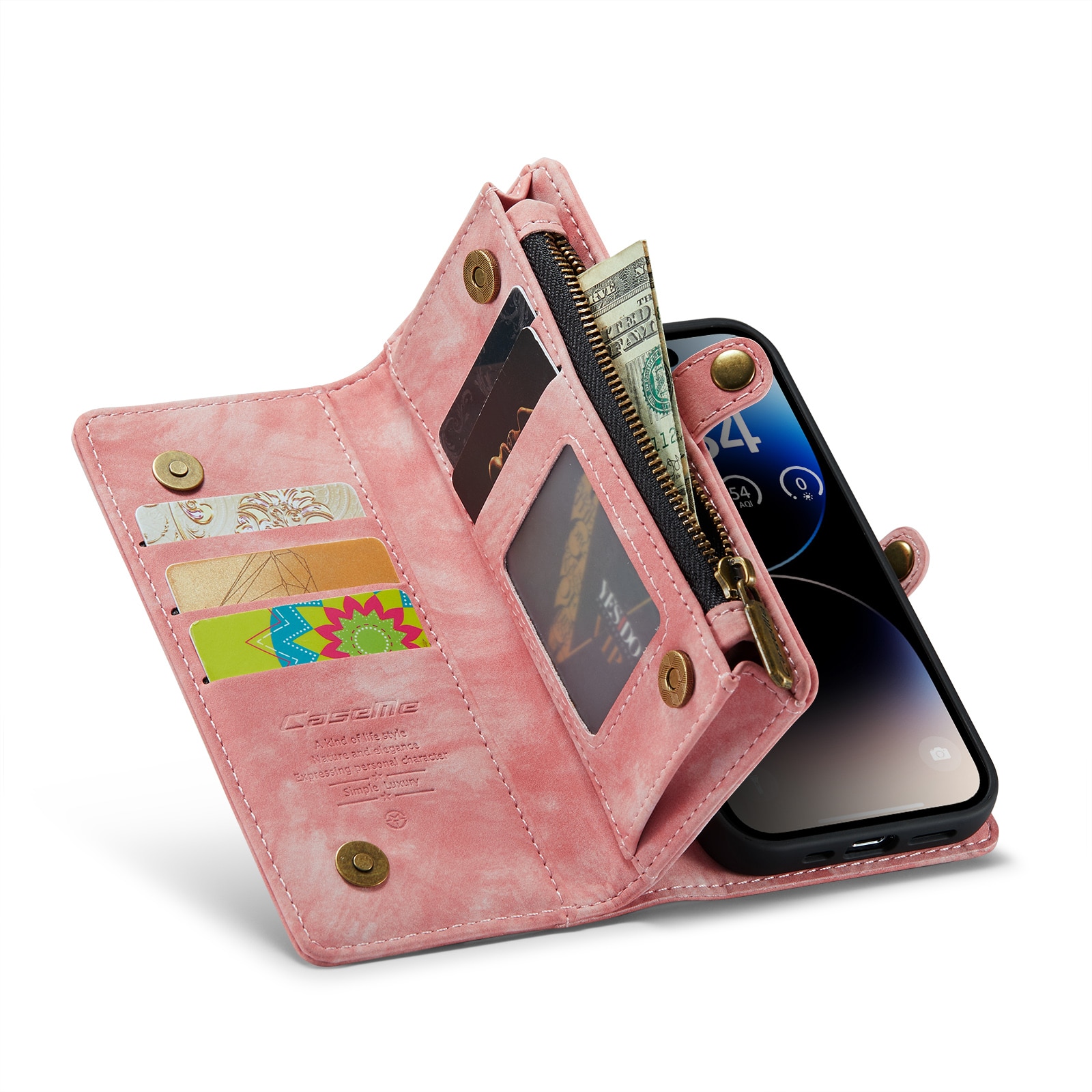 Cover portafoglio Multi-Slot iPhone 14 Pro Max Rosa