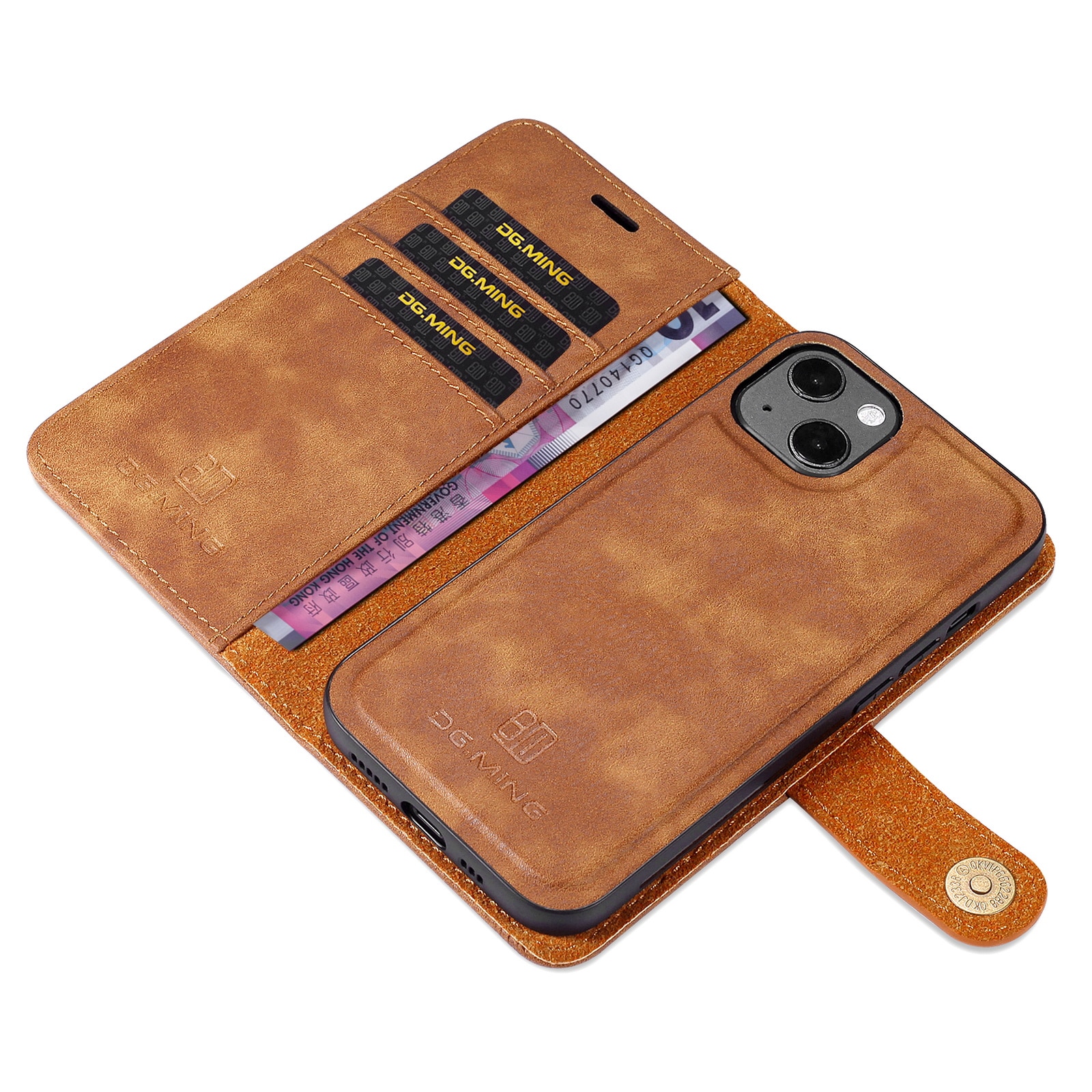 Cover portafoglio Magnet Wallet iPhone 13 Cognac