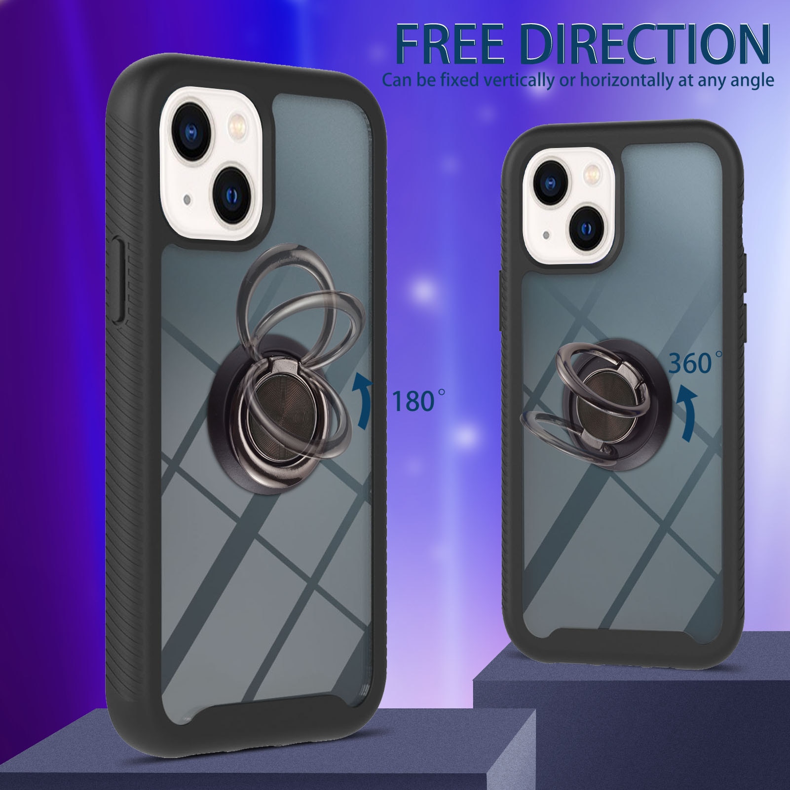 Case Full Cover Ring iPhone 13 nero