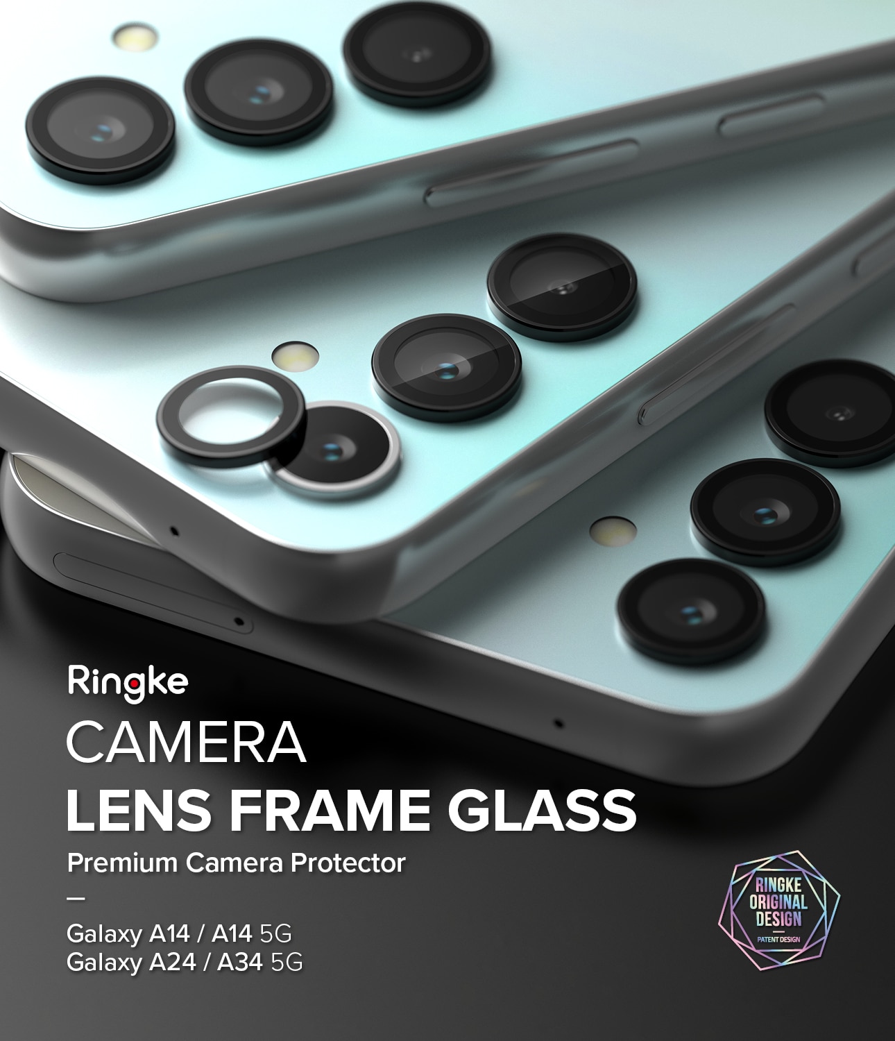 Camera Lens Frame Glass Samsung Galaxy A14 Nero