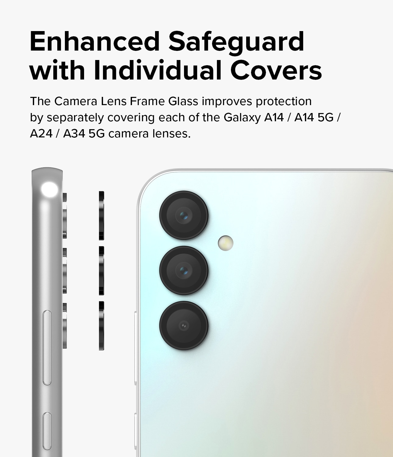 Camera Lens Frame Glass Samsung Galaxy A14 Nero