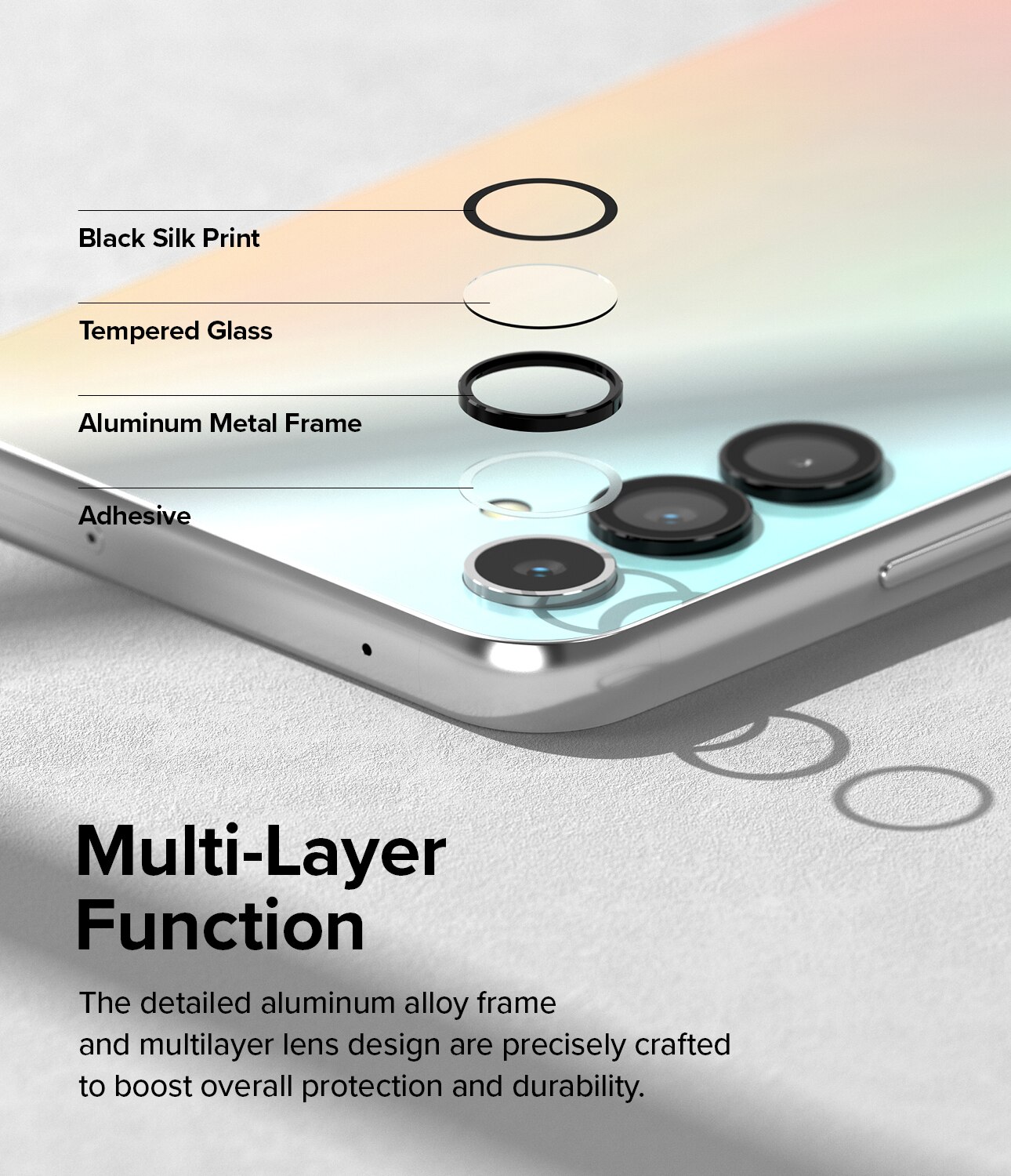 Camera Lens Frame Glass Samsung Galaxy A14 Nero