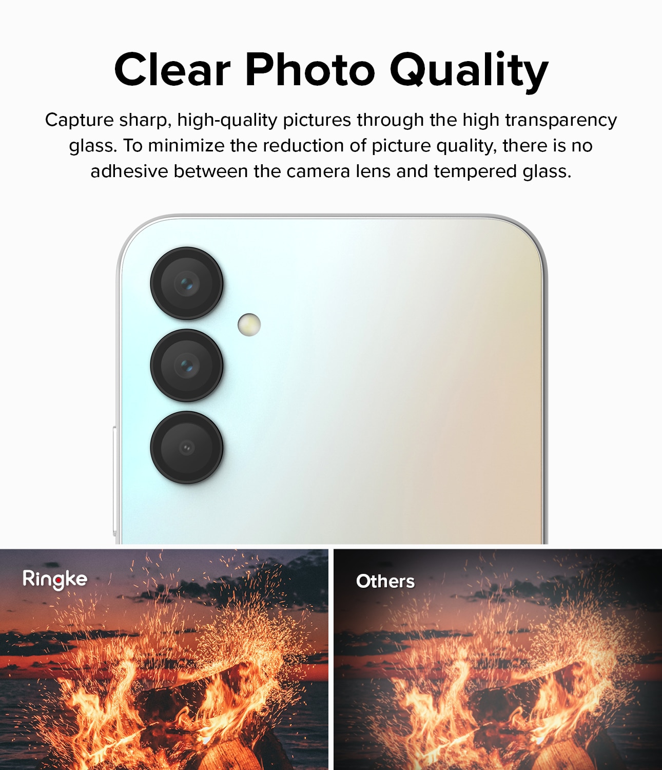 Camera Lens Frame Glass Samsung Galaxy A14 Nero