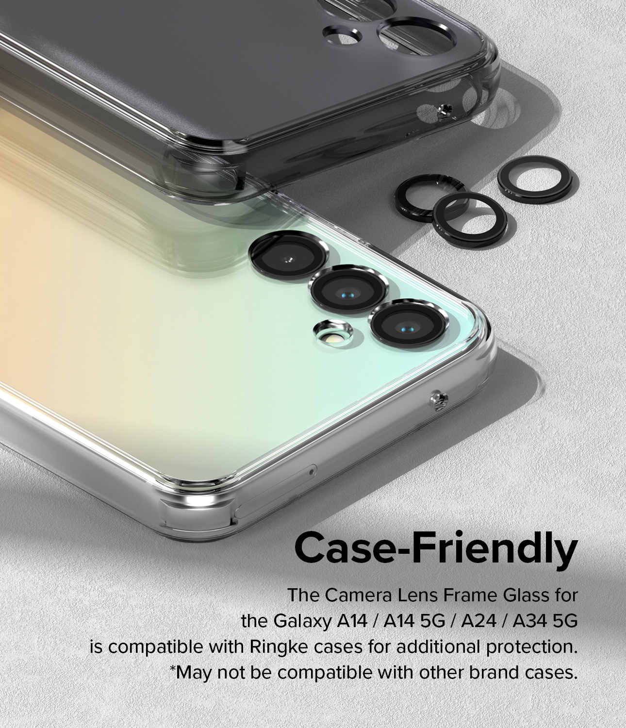 Camera Lens Frame Glass Samsung Galaxy A14 Nero
