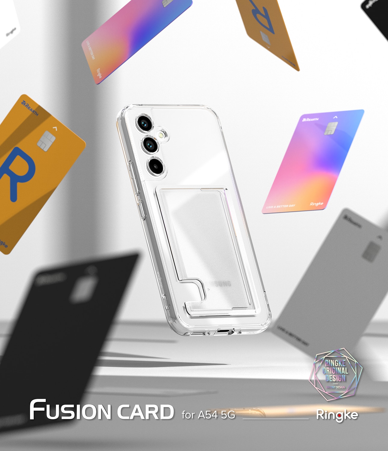 Cover Fusion Card Samsung Galaxy A54 trasparente