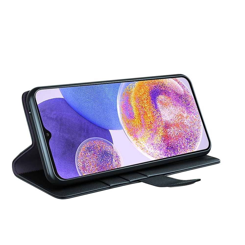 Custodia a portafoglio in vera pelle Samsung Galaxy A23, nero