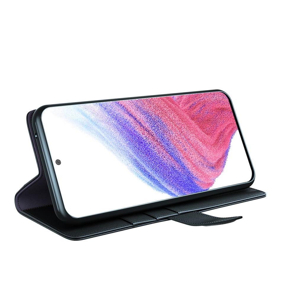 Custodia a portafoglio in vera pelle Samsung Galaxy A53, nero
