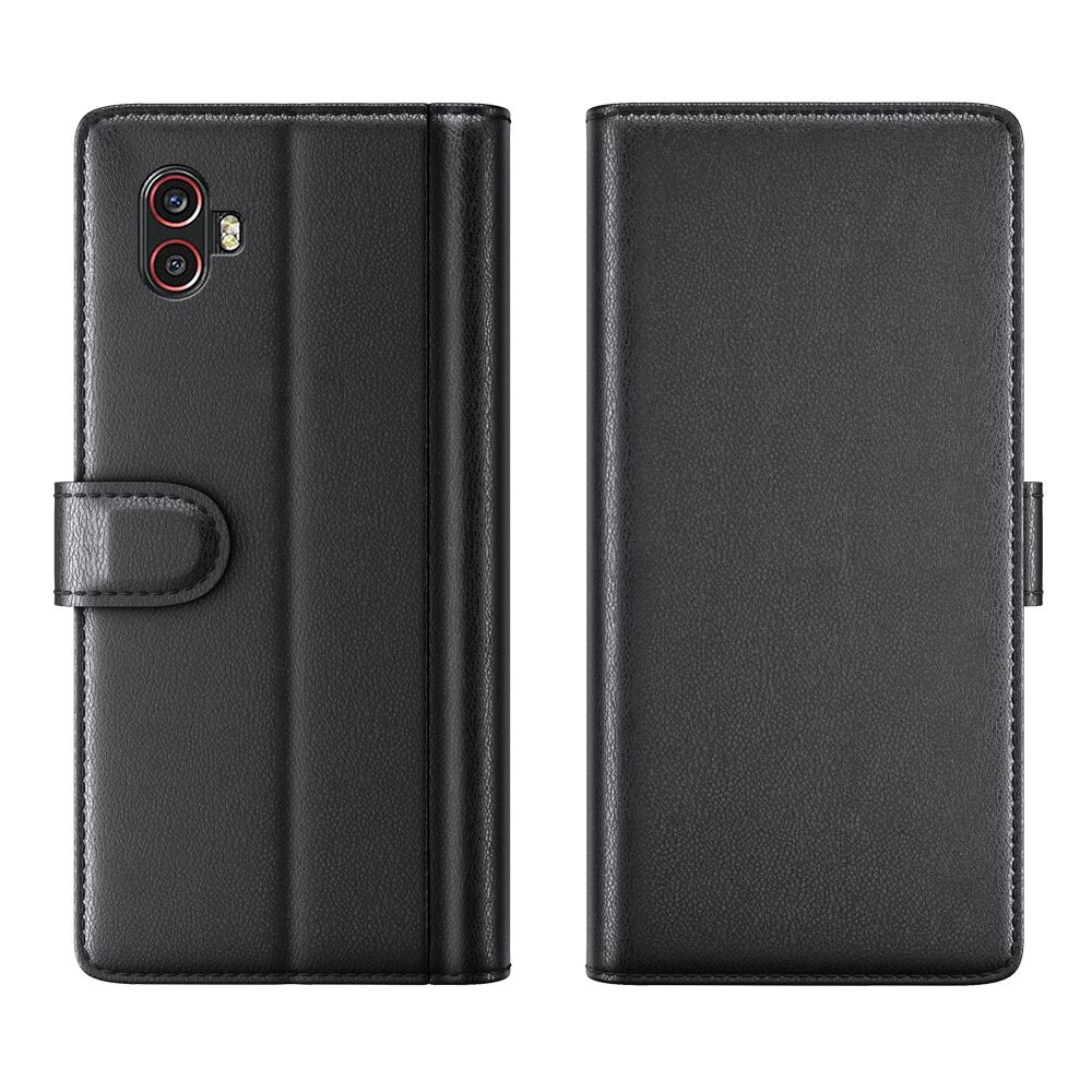 Custodia a portafoglio in vera pelle Samsung Galaxy Xcover 6 Pro, Nero