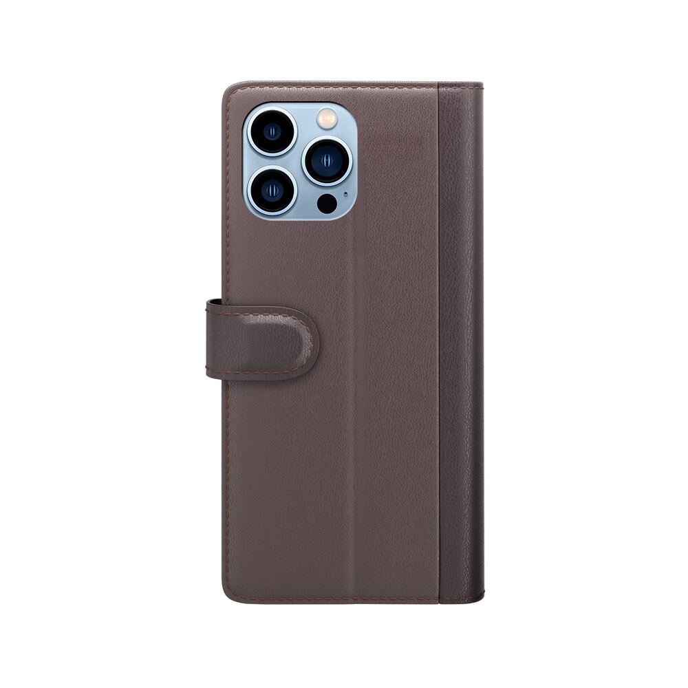 Custodia a portafoglio in vera pelle iPhone 14 Pro Max, Marrone