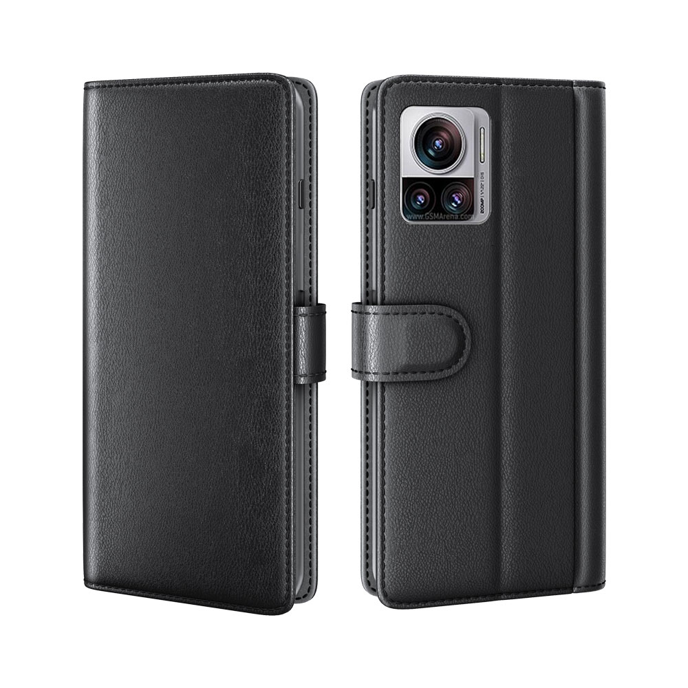 Custodia a portafoglio in vera pelle Motorola Edge 30 Ultra, Nero