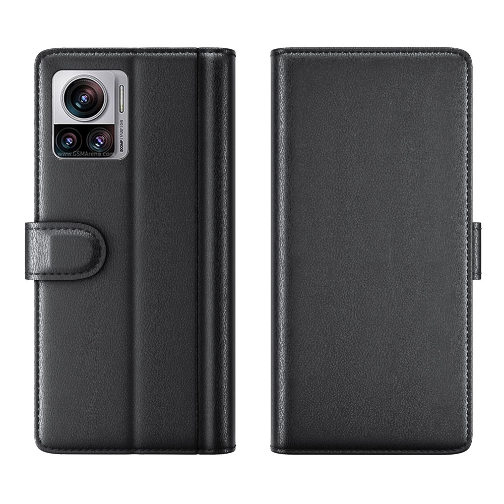 Custodia a portafoglio in vera pelle Motorola Edge 30 Ultra, Nero