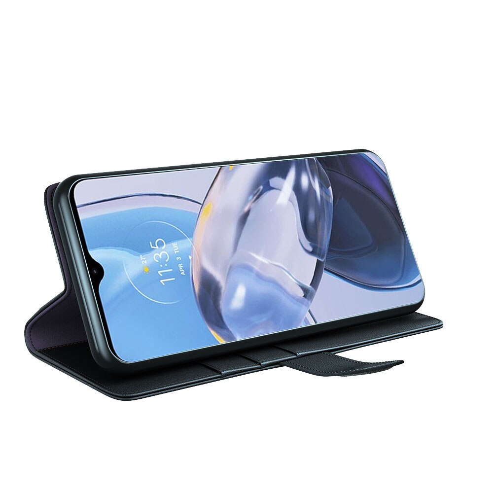 Custodia a portafoglio in vera pelle Motorola Moto E22i, Nero