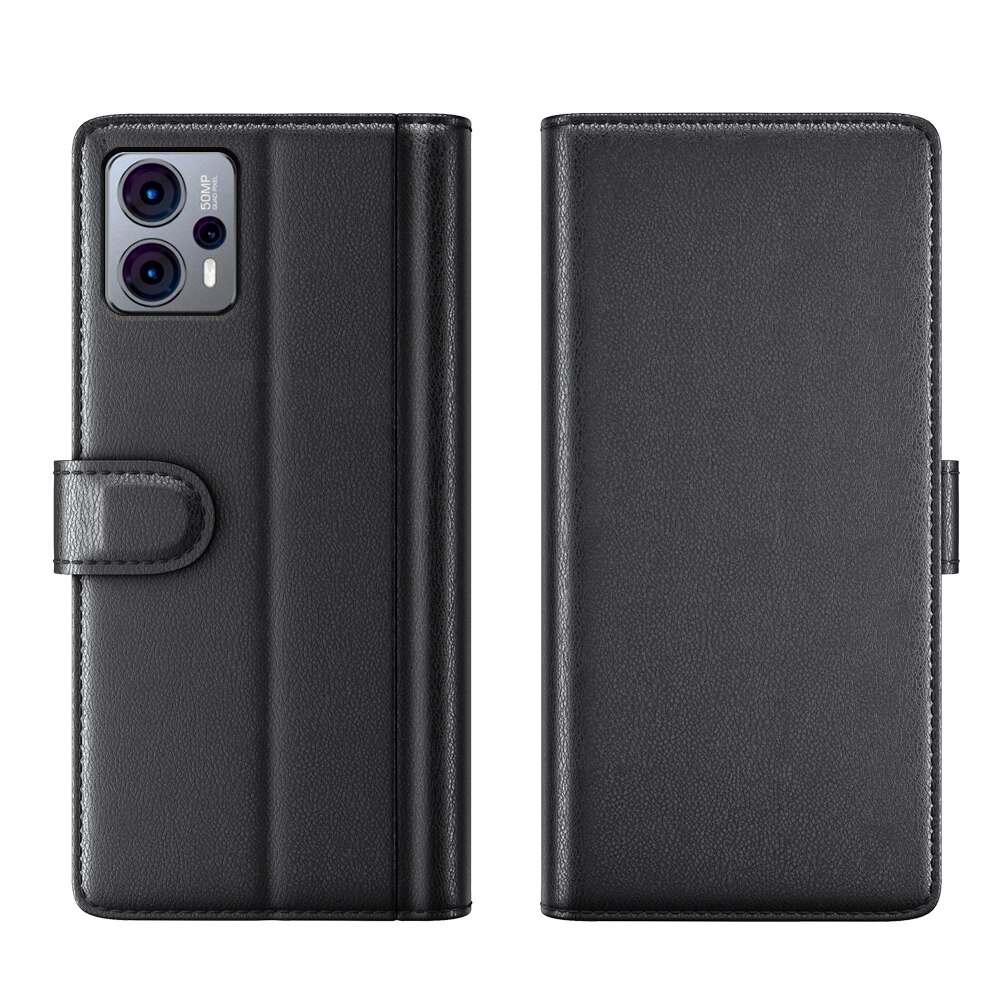 Custodia a portafoglio in vera pelle Motorola Moto G23, Nero