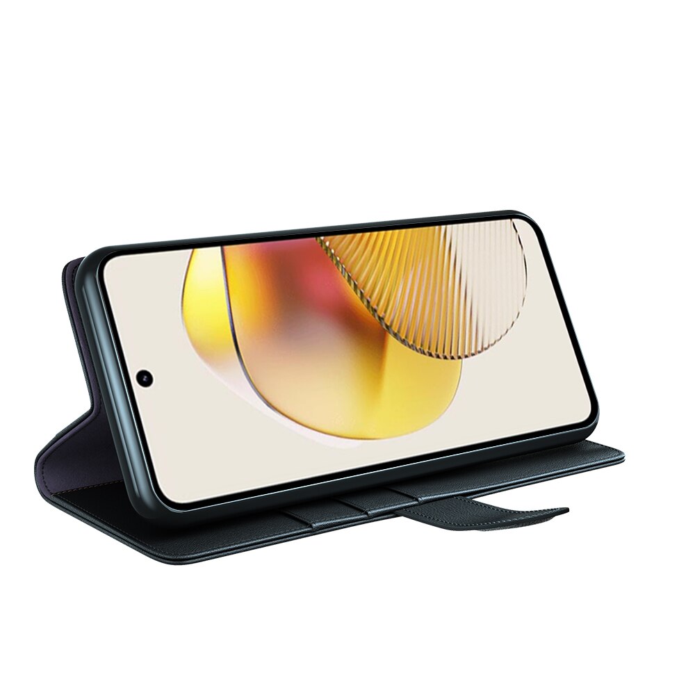Custodia a portafoglio in vera pelle Motorola Moto G73, Nero