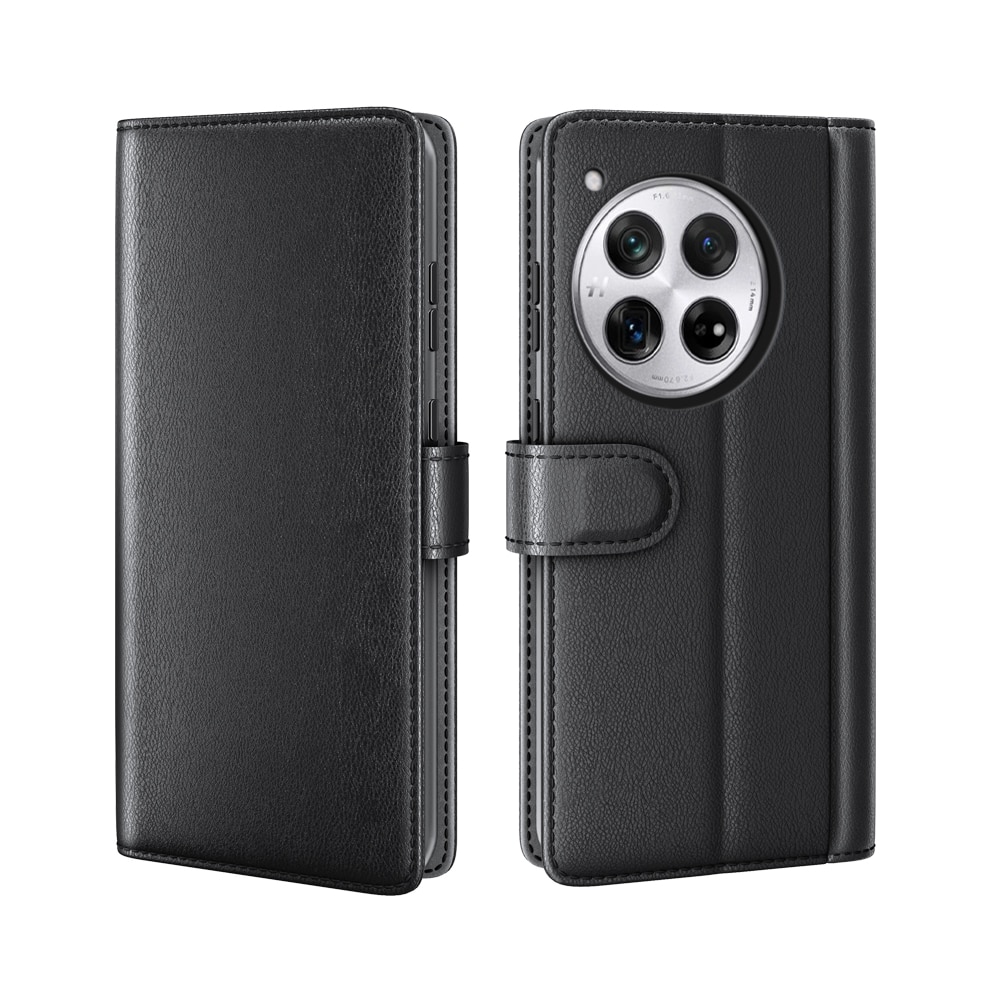 Custodia a portafoglio in vera pelle OnePlus 12, nero