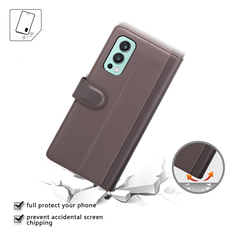 Custodia a portafoglio in vera pelle  OnePlus Nord 2 5G, Marrone