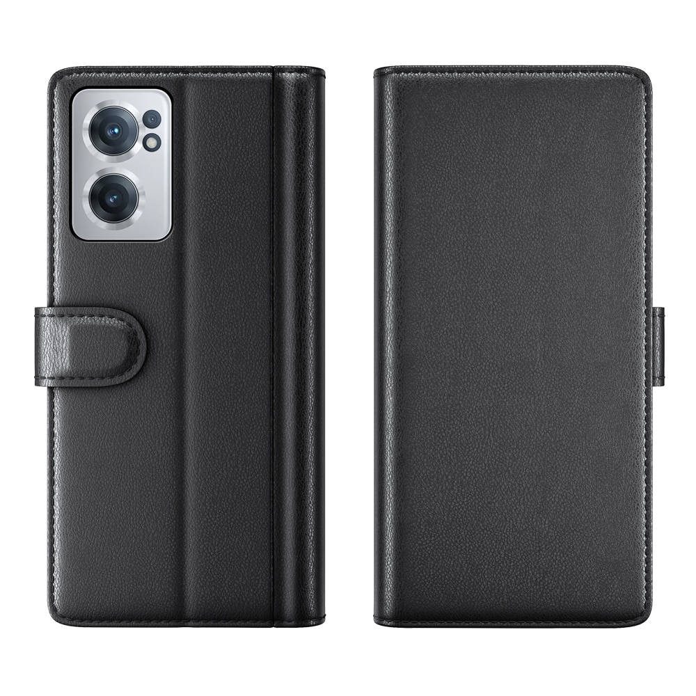 Custodia a portafoglio in vera pelle OnePlus Nord CE 2 5G, nero