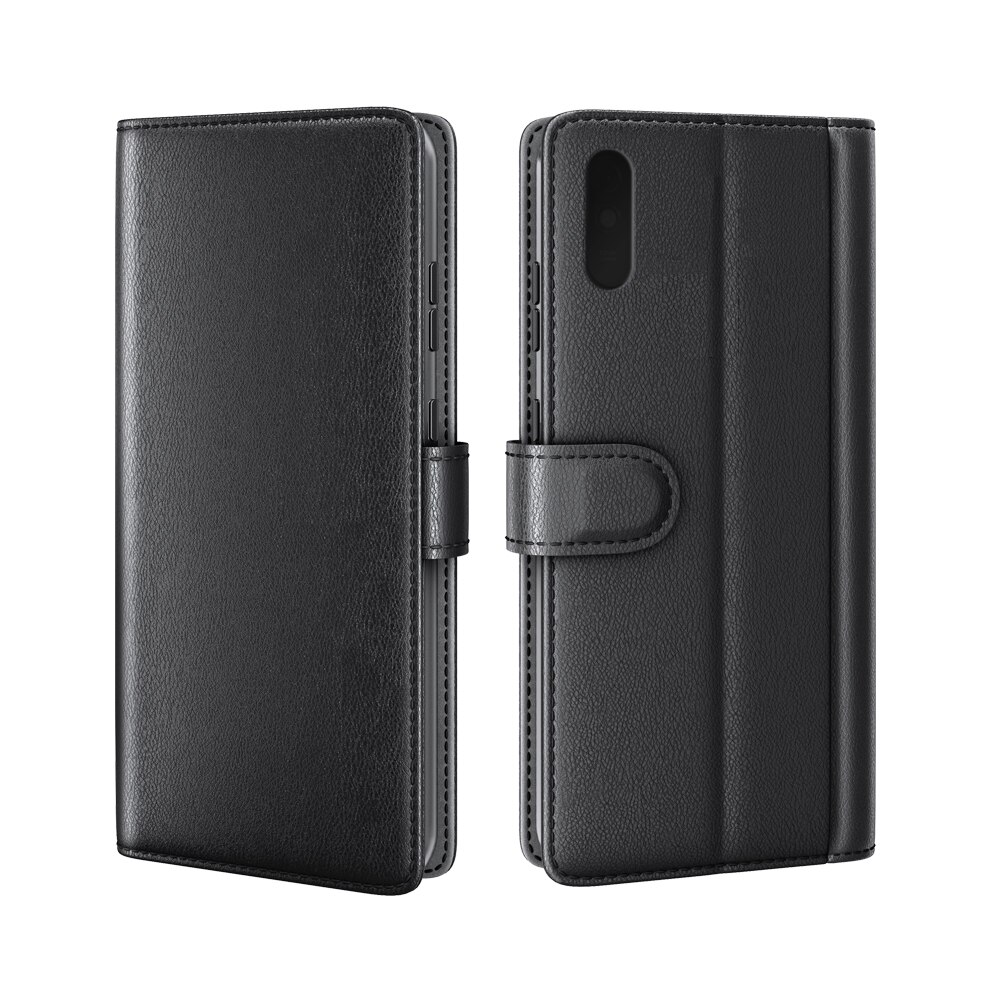 Custodia a portafoglio in vera pelle Xiaomi Redmi 9AT, Nero