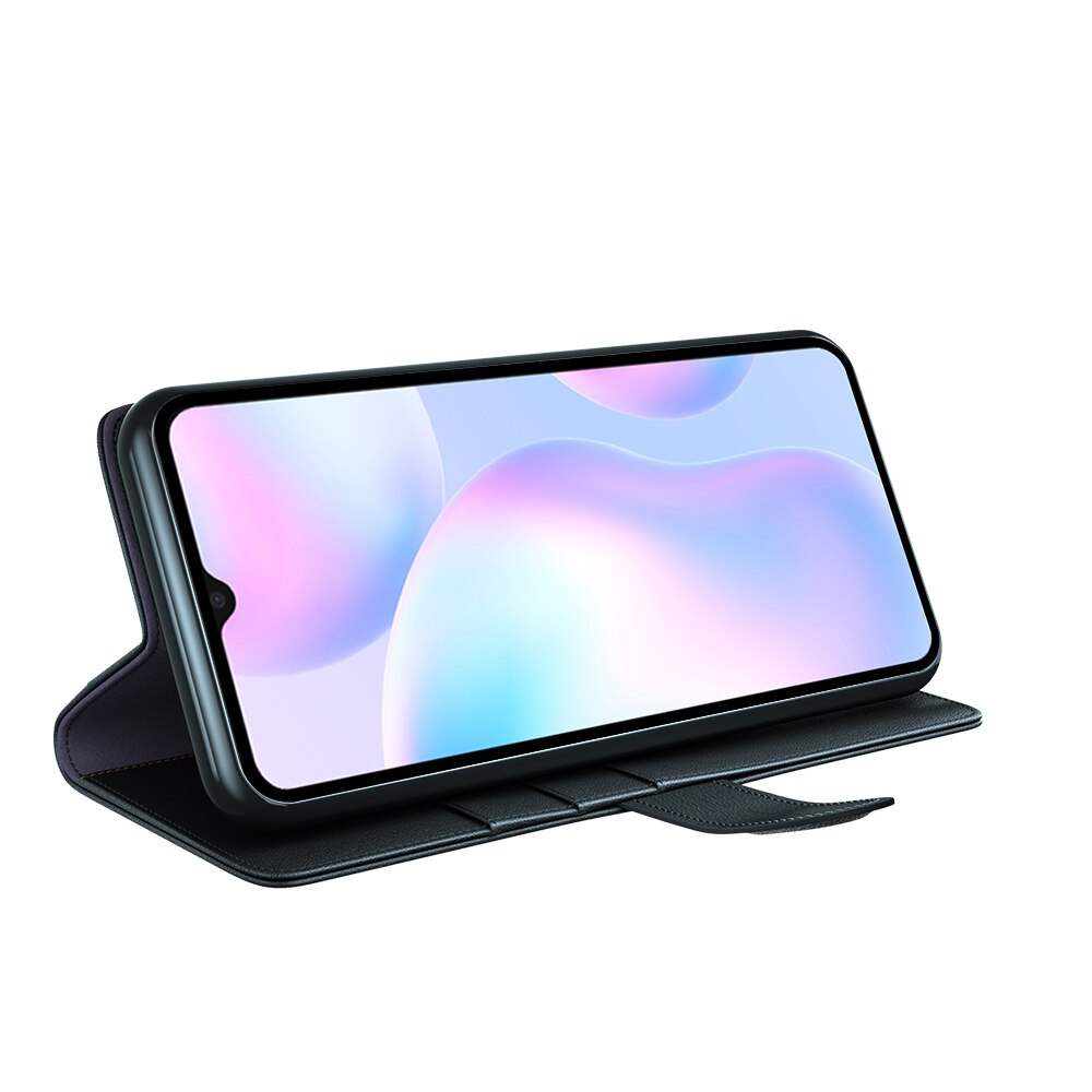 Custodia a portafoglio in vera pelle Xiaomi Redmi 9AT, Nero