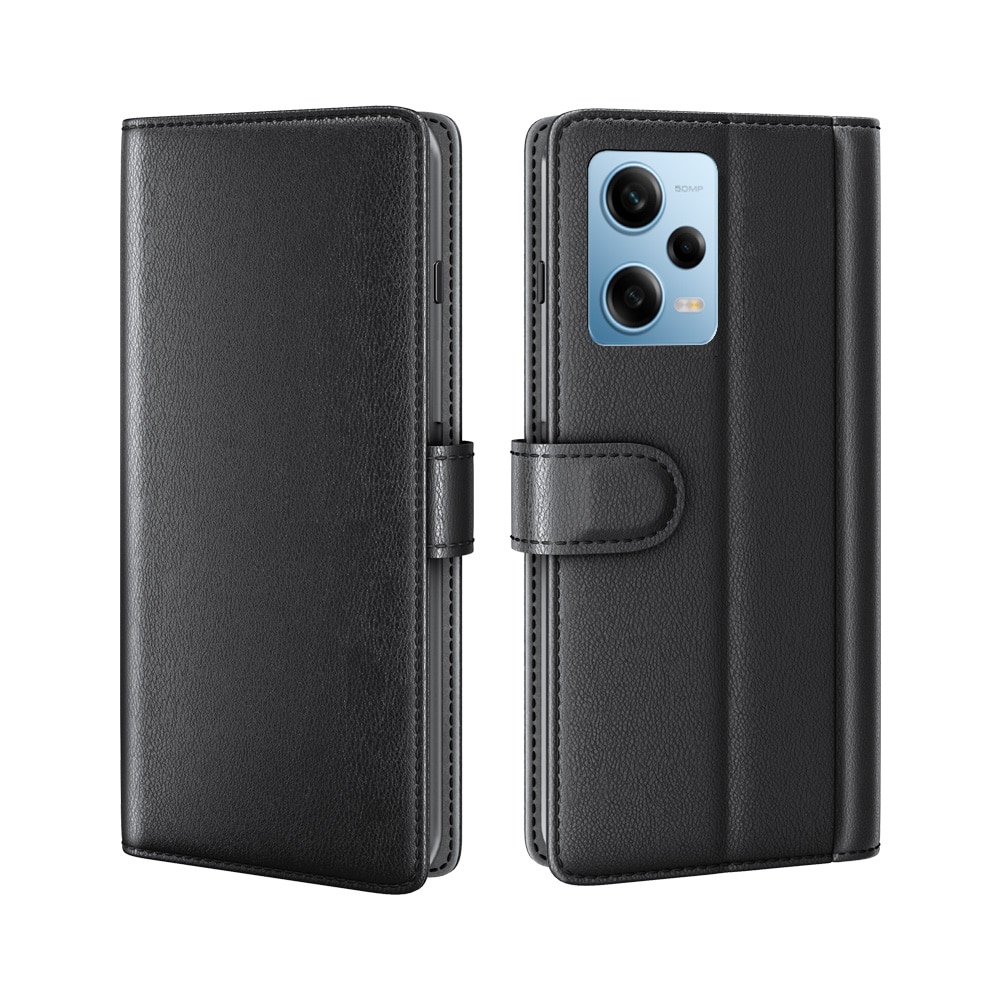 Custodia a portafoglio in vera pelle Xiaomi Redmi Note 12 Pro 5G nero