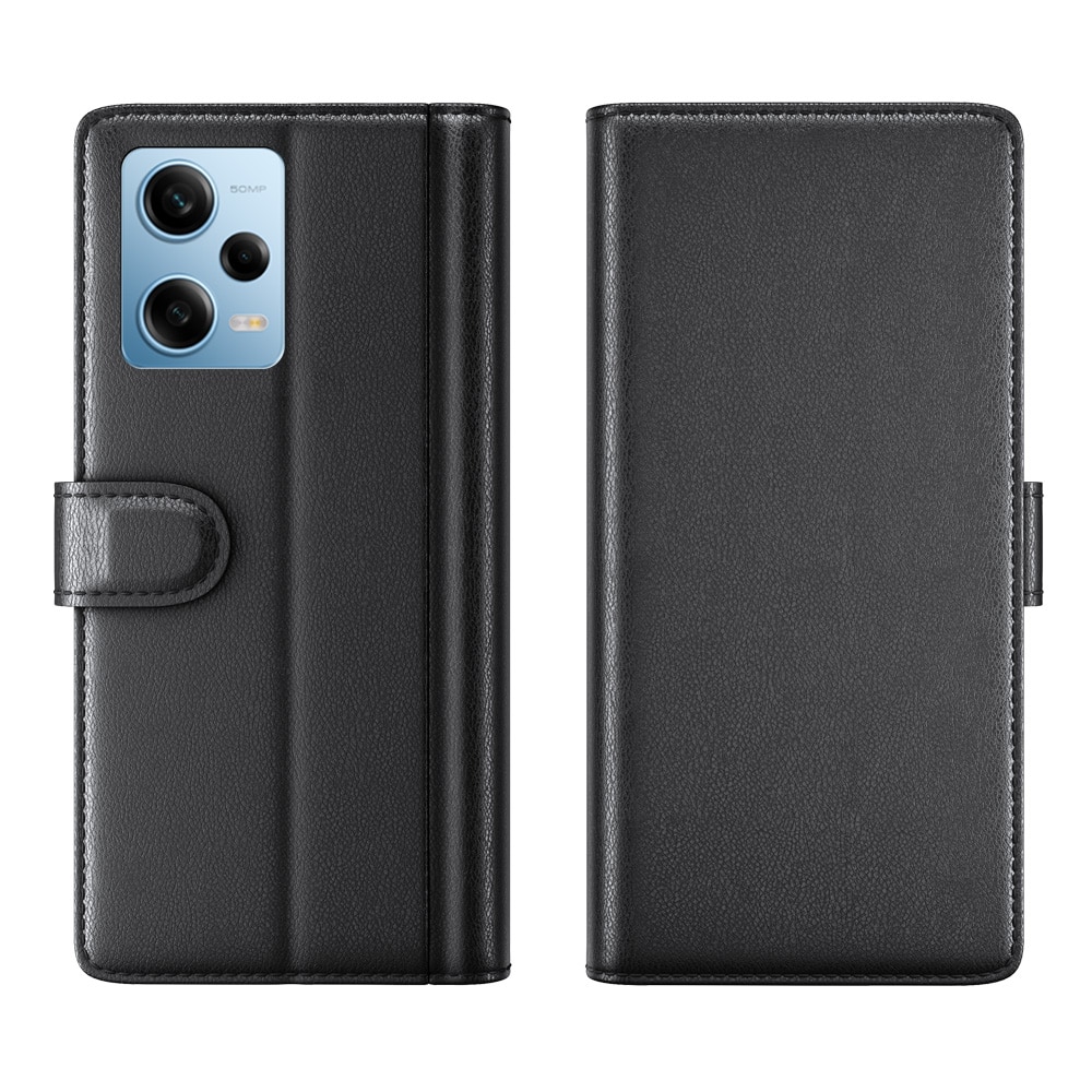 Custodia a portafoglio in vera pelle Xiaomi Redmi Note 12 Pro 5G nero