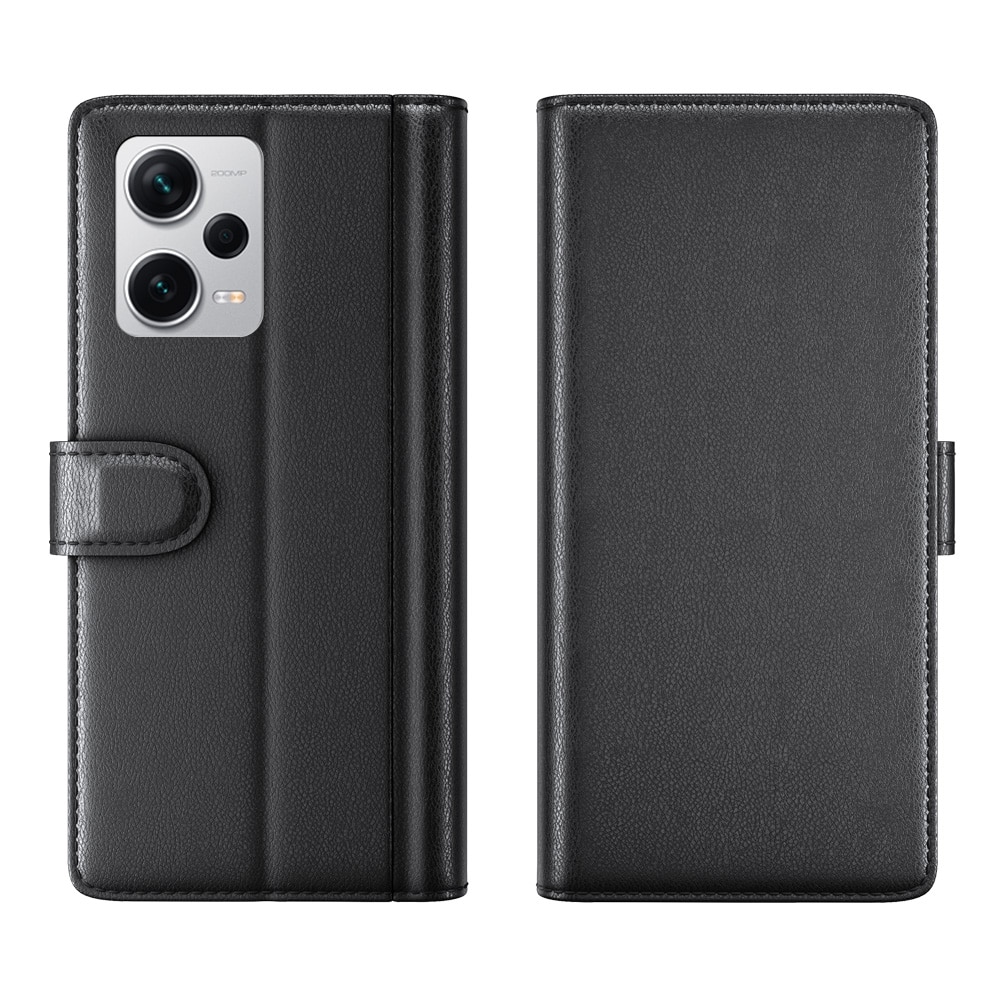 Custodia a portafoglio in vera pelle Xiaomi Redmi Note 12 Pro Plus nero
