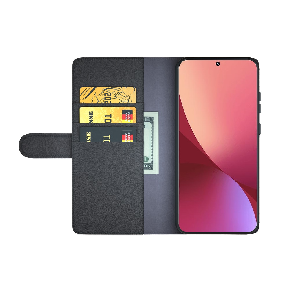 Custodia a portafoglio in vera pelle Xiaomi 12, nero