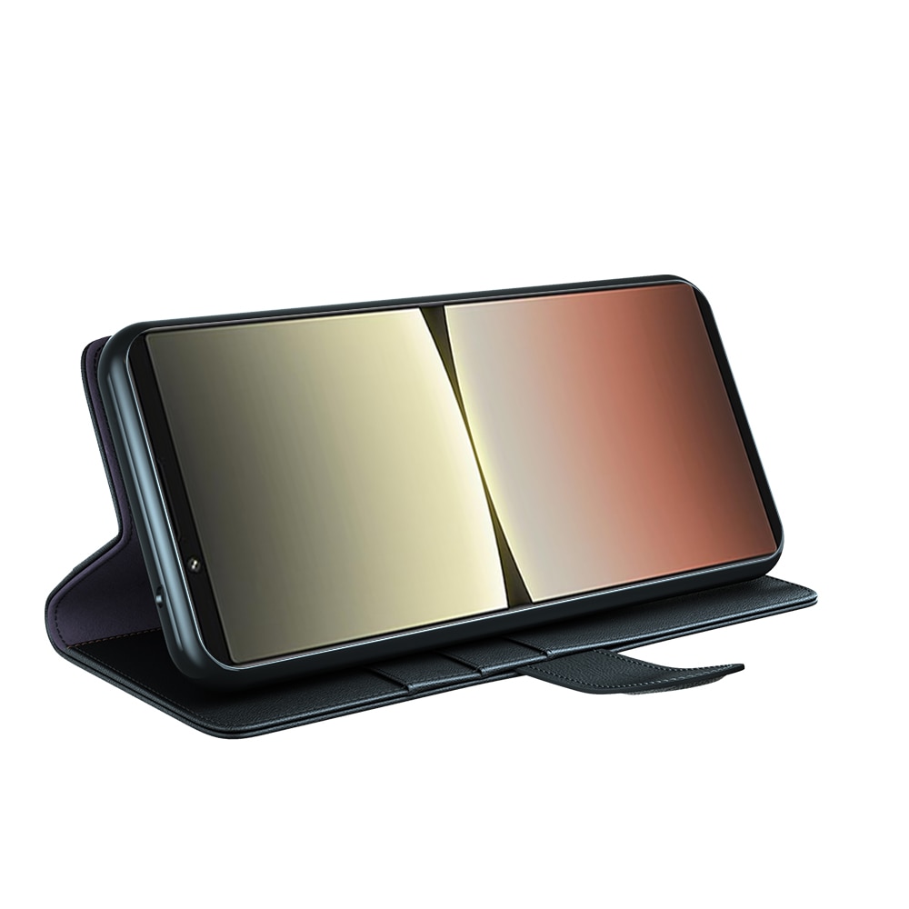 Custodia a portafoglio in vera pelle Sony Xperia 5 IV, nero